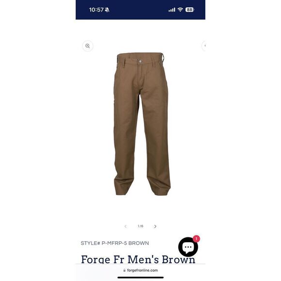 New Forge Fr Men's Brown Canvas Pant 40x34 Originally $92 - Picture 2 of 8
